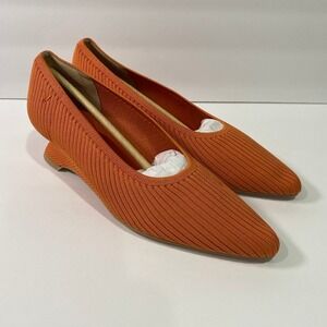 Vivaia Orange Knit Pointed Toe Wedge Heel Pumps,‎ Size 6.5